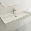 BOCCHI Milano 40" Rectangle Wallmount Fireclay Bathroom Sink, White, Single Faucet Hole, 1378-001-0126