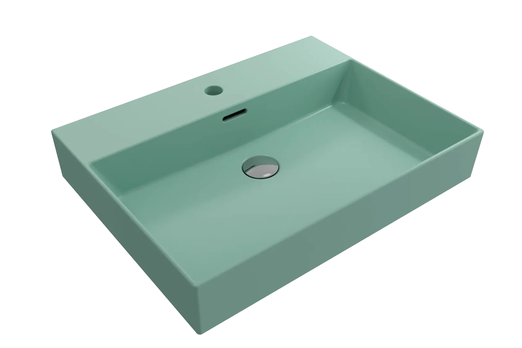 BOCCHI Milano 24" Rectangle Wallmount Fireclay Bathroom Sink, Matte Mint Green, Single Faucet Hole, 1376-033-0126