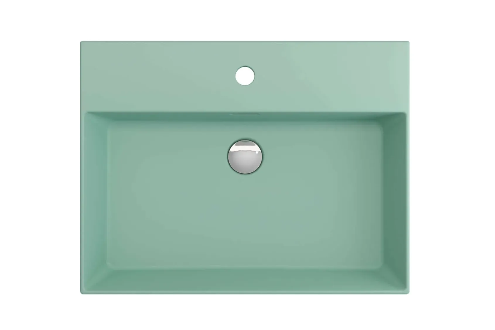 BOCCHI Milano 24" Rectangle Wallmount Fireclay Bathroom Sink, Matte Mint Green, Single Faucet Hole, 1376-033-0126