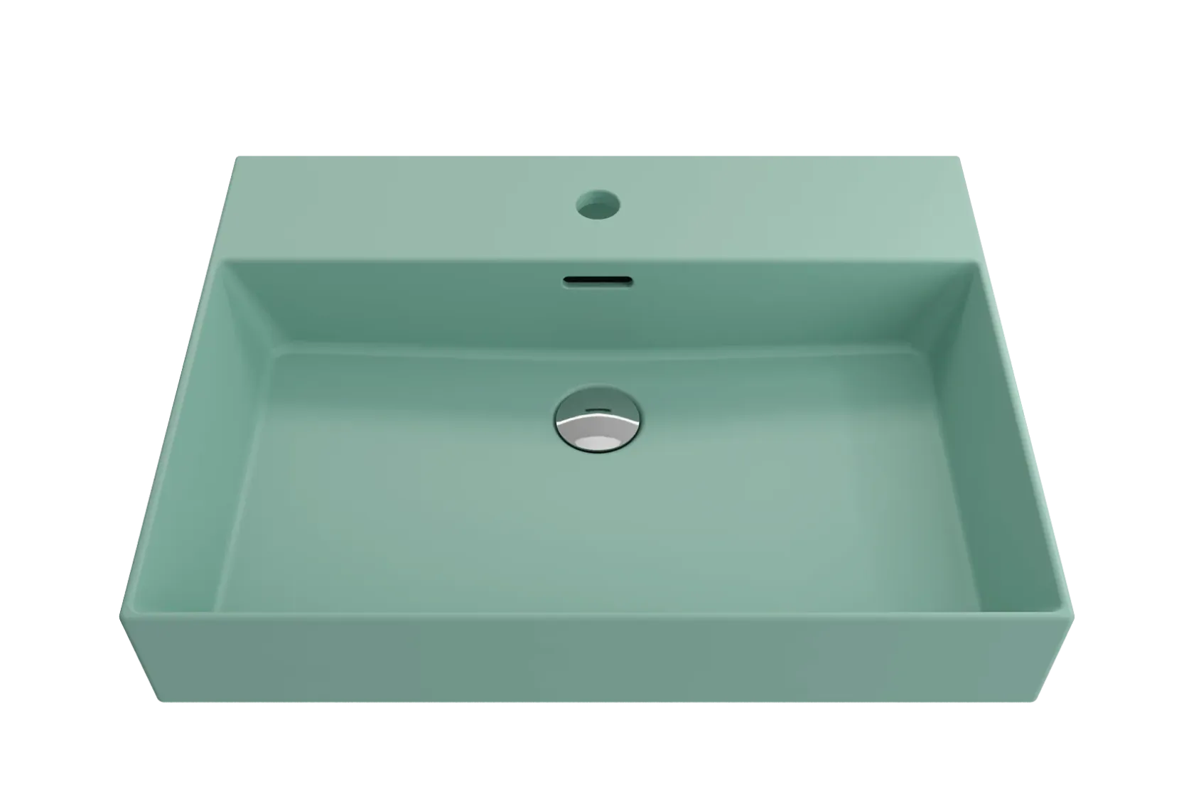 BOCCHI Milano 24" Rectangle Wallmount Fireclay Bathroom Sink, Matte Mint Green, Single Faucet Hole, 1376-033-0126