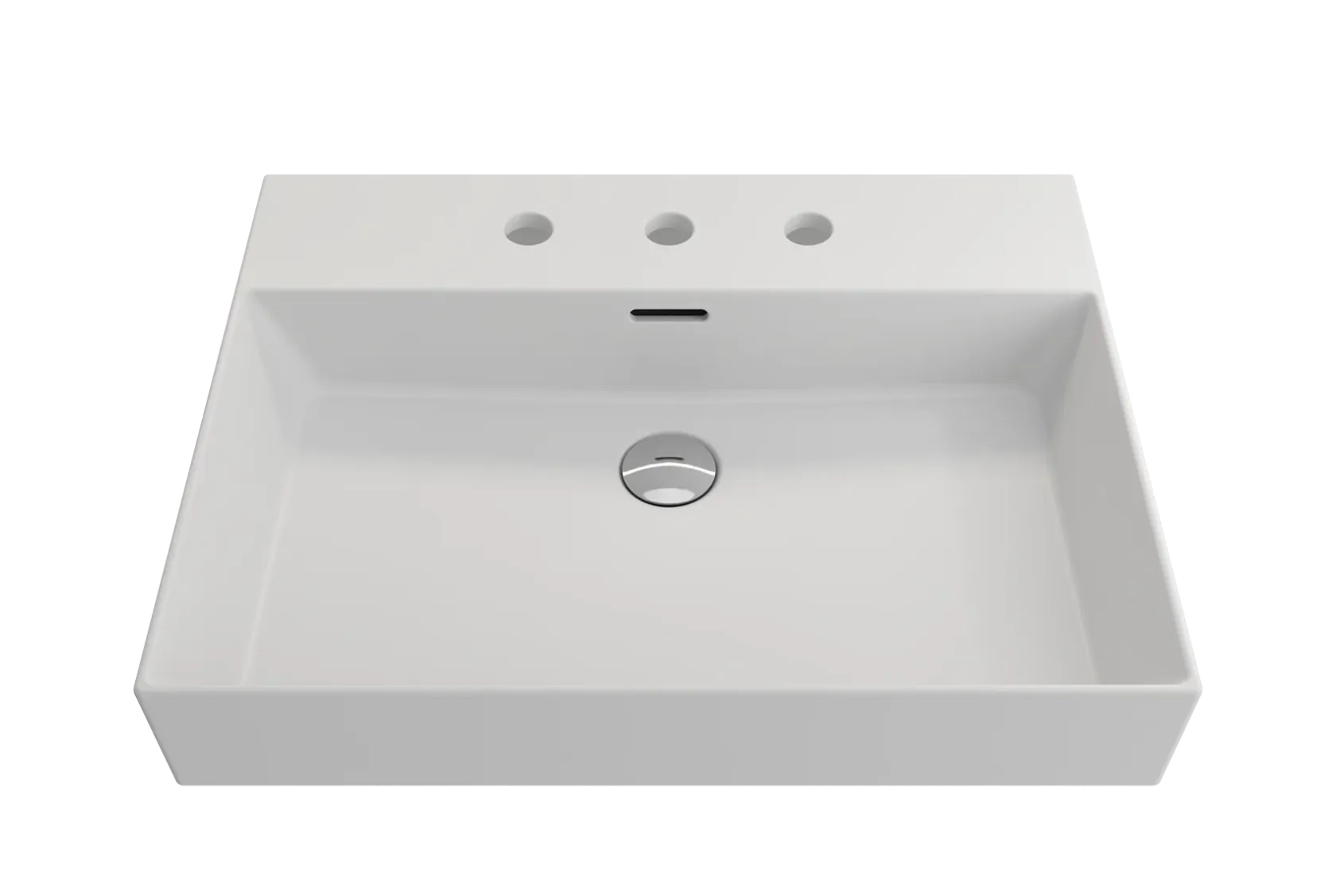 BOCCHI Milano 24" Rectangle Wallmount Fireclay Bathroom Sink, Matte White, 3 Faucet Hole, 1376-002-0127