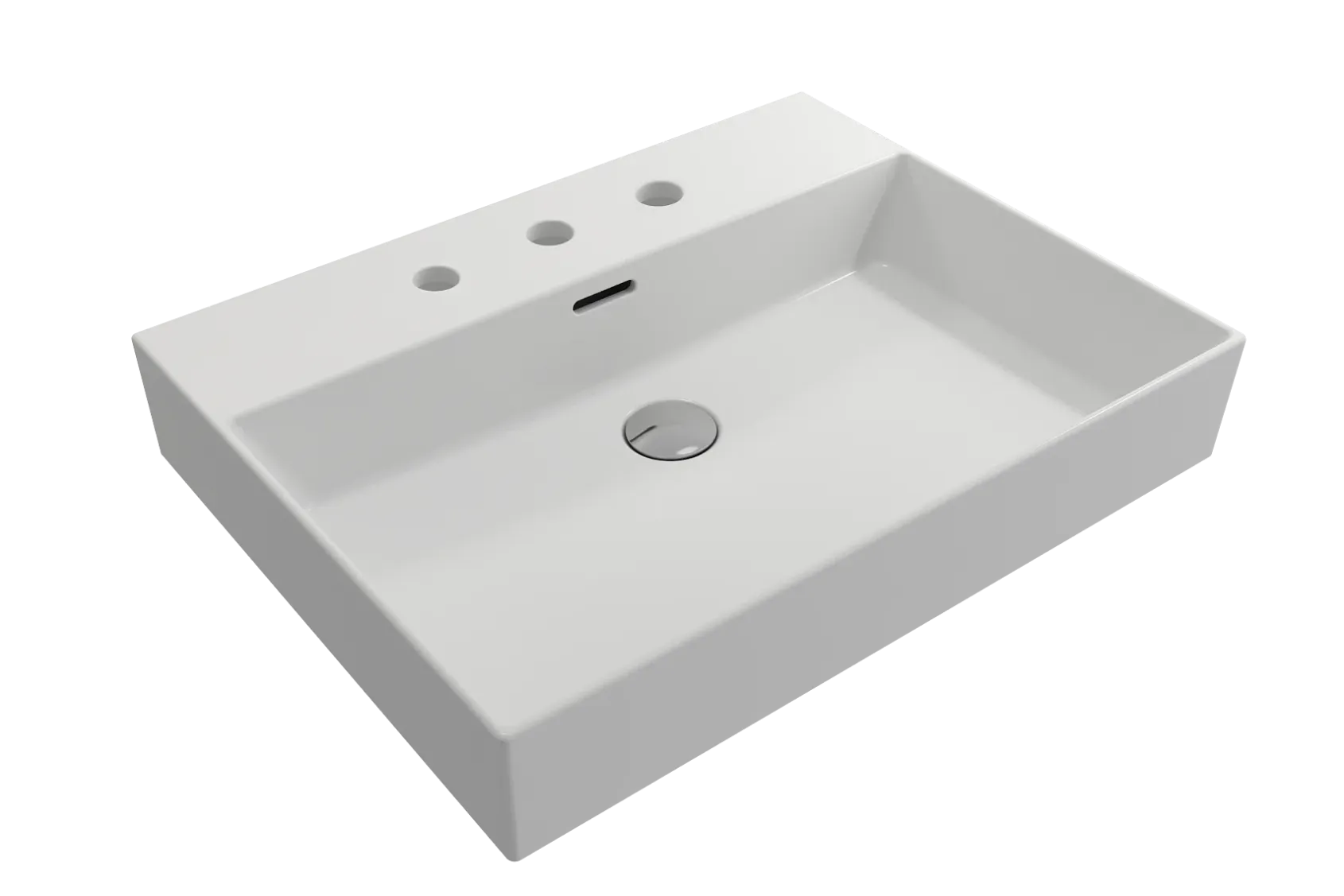 BOCCHI Milano 24" Rectangle Wallmount Fireclay Bathroom Sink, Matte White, 3 Faucet Hole, 1376-002-0127