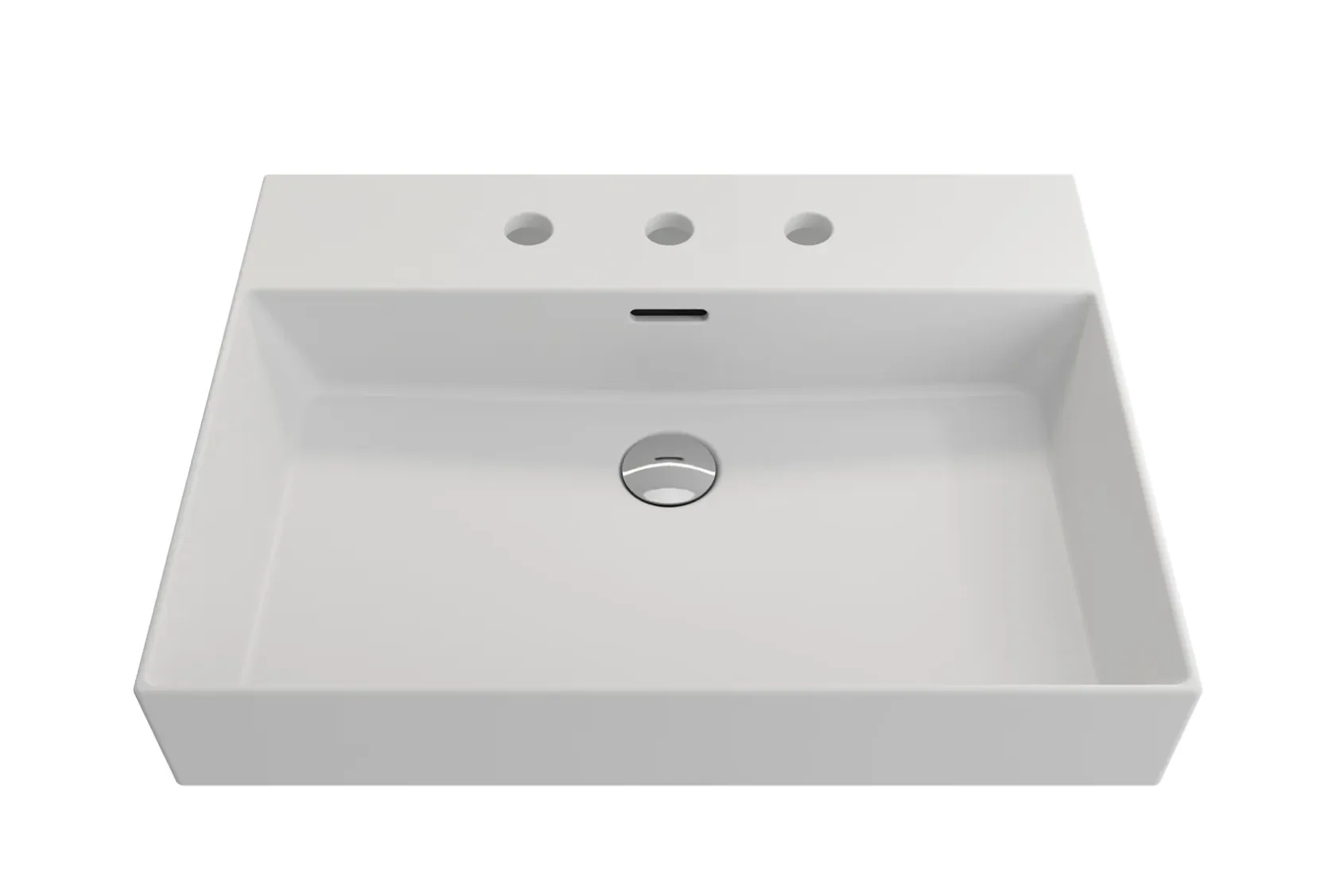 BOCCHI Milano 24" Rectangle Wallmount Fireclay Bathroom Sink, Matte White, 3 Faucet Hole, 1376-002-0127
