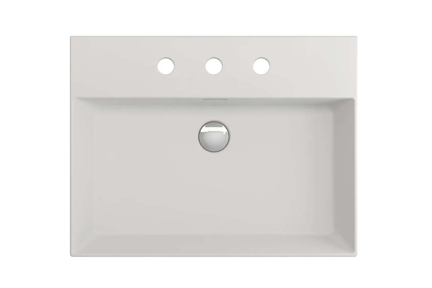 BOCCHI Milano 24" Rectangle Wallmount Fireclay Bathroom Sink, Matte White, 3 Faucet Hole, 1376-002-0127