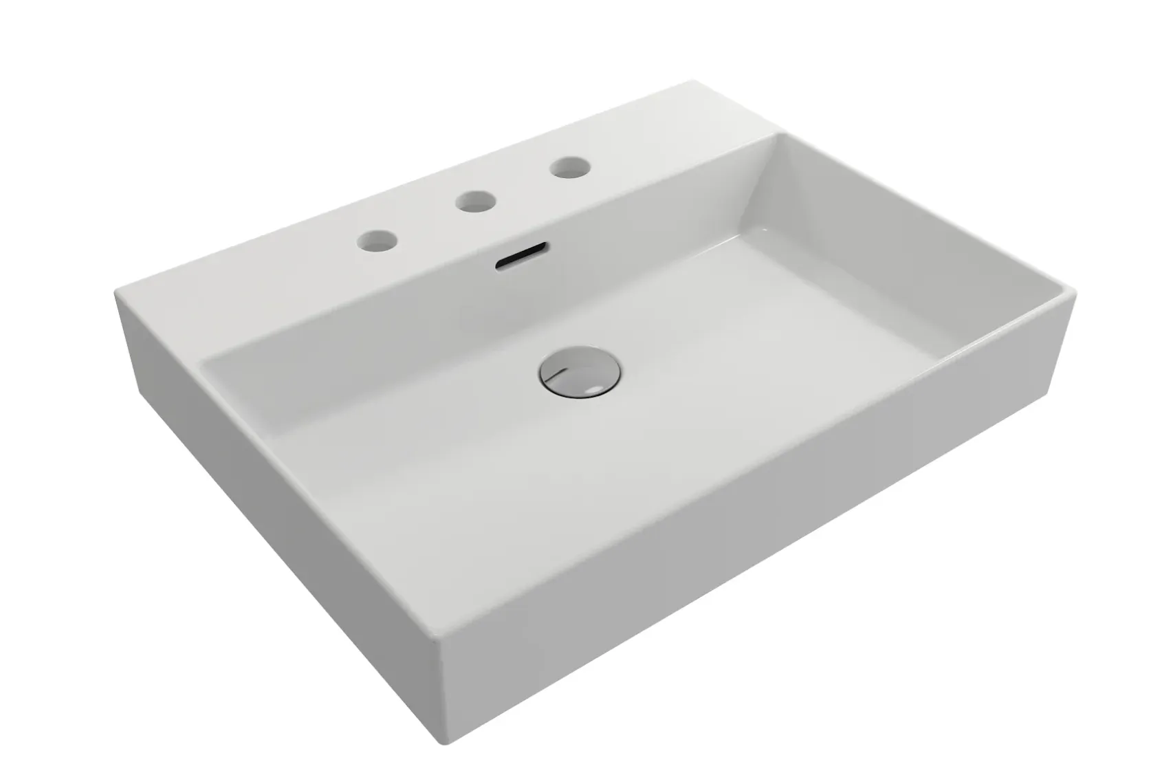 BOCCHI Milano 24" Rectangle Wallmount Fireclay Bathroom Sink, Matte White, 3 Faucet Hole, 1376-002-0127