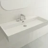 BOCCHI Milano 40" Rectangle Wallmount Fireclay Bathroom Sink, White, 3 Faucet Hole, 1378-001-0127