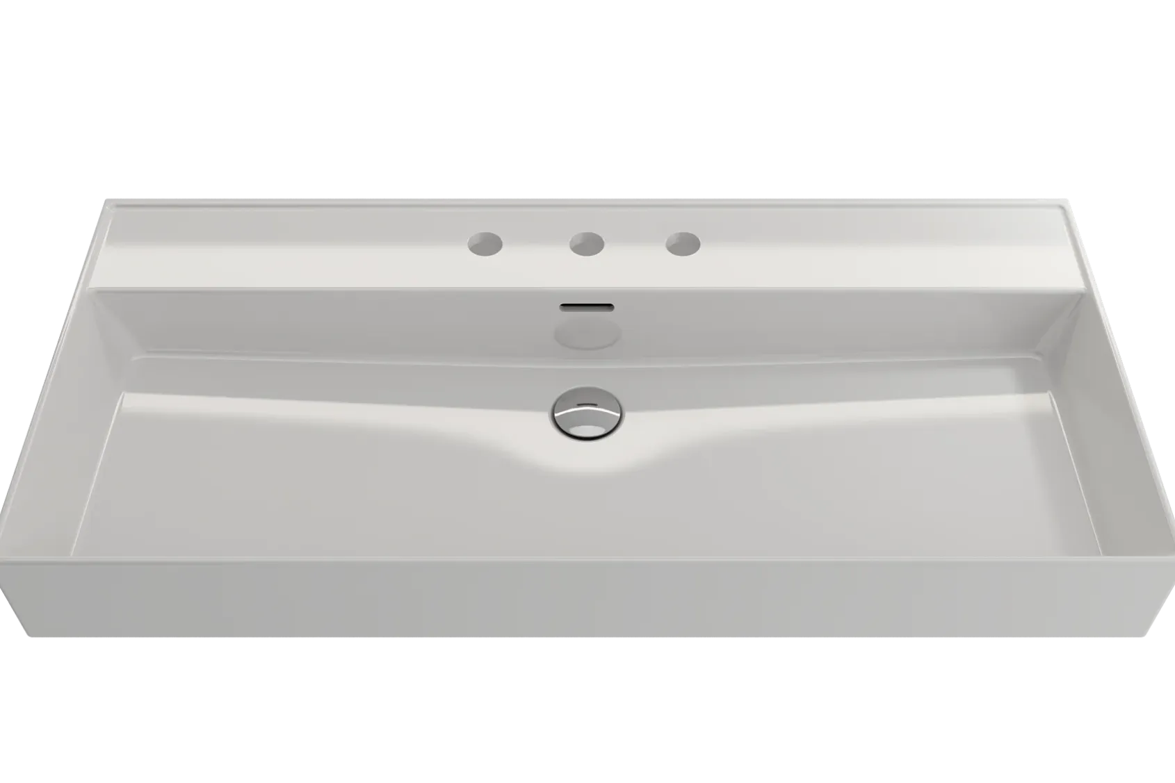BOCCHI Milano 40" Rectangle Wallmount Fireclay Bathroom Sink, White, 3 Faucet Hole, 1378-001-0127