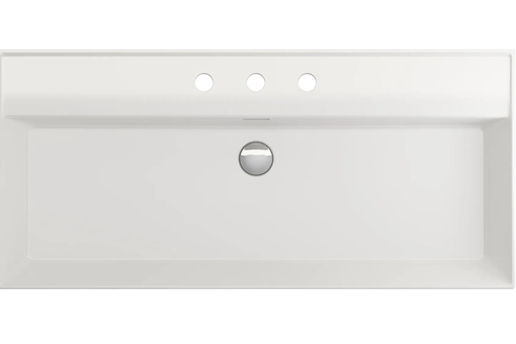 BOCCHI Milano 40" Rectangle Wallmount Fireclay Bathroom Sink, White, 3 Faucet Hole, 1378-001-0127