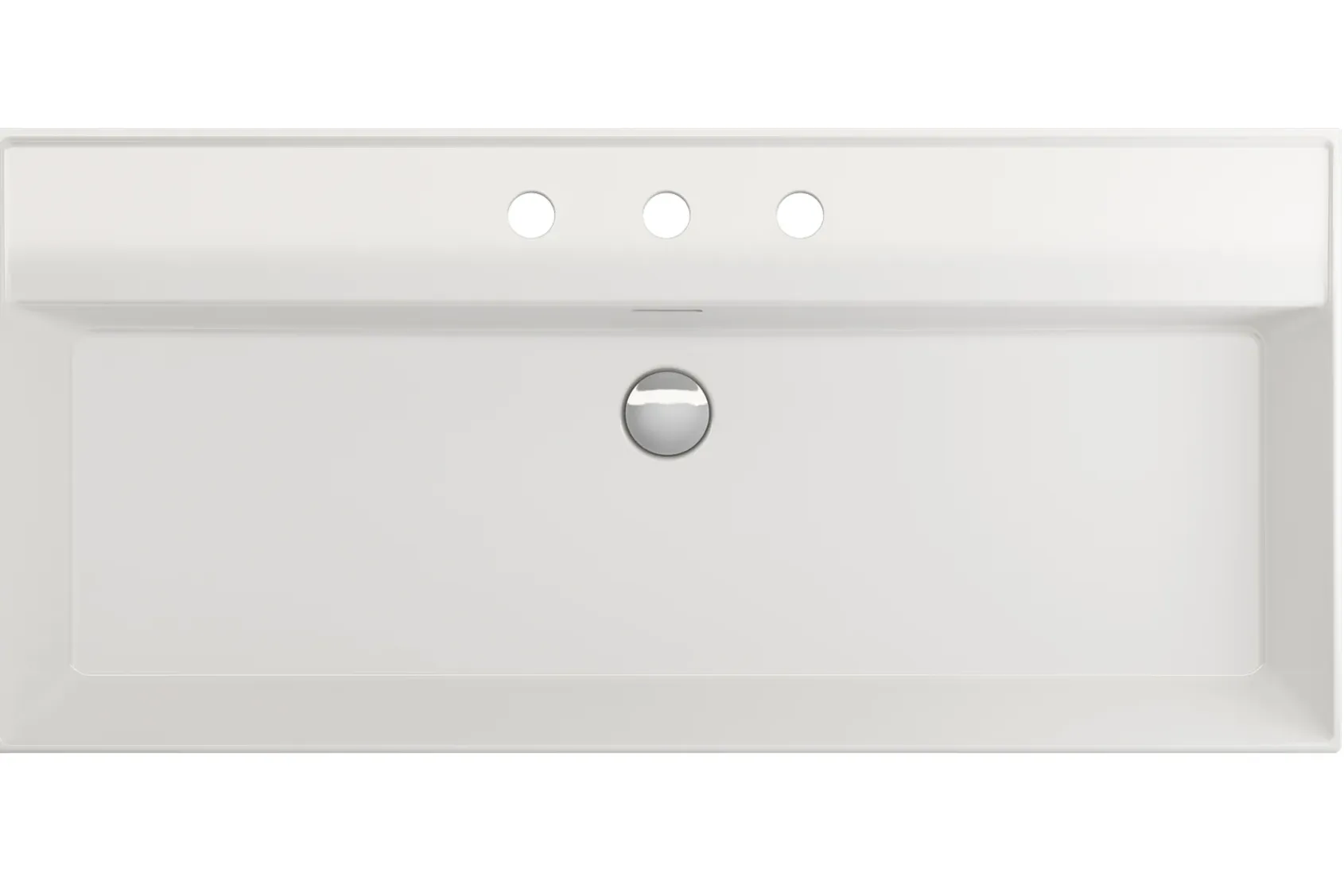 BOCCHI Milano 40" Rectangle Wallmount Fireclay Bathroom Sink, White, 3 Faucet Hole, 1378-001-0127