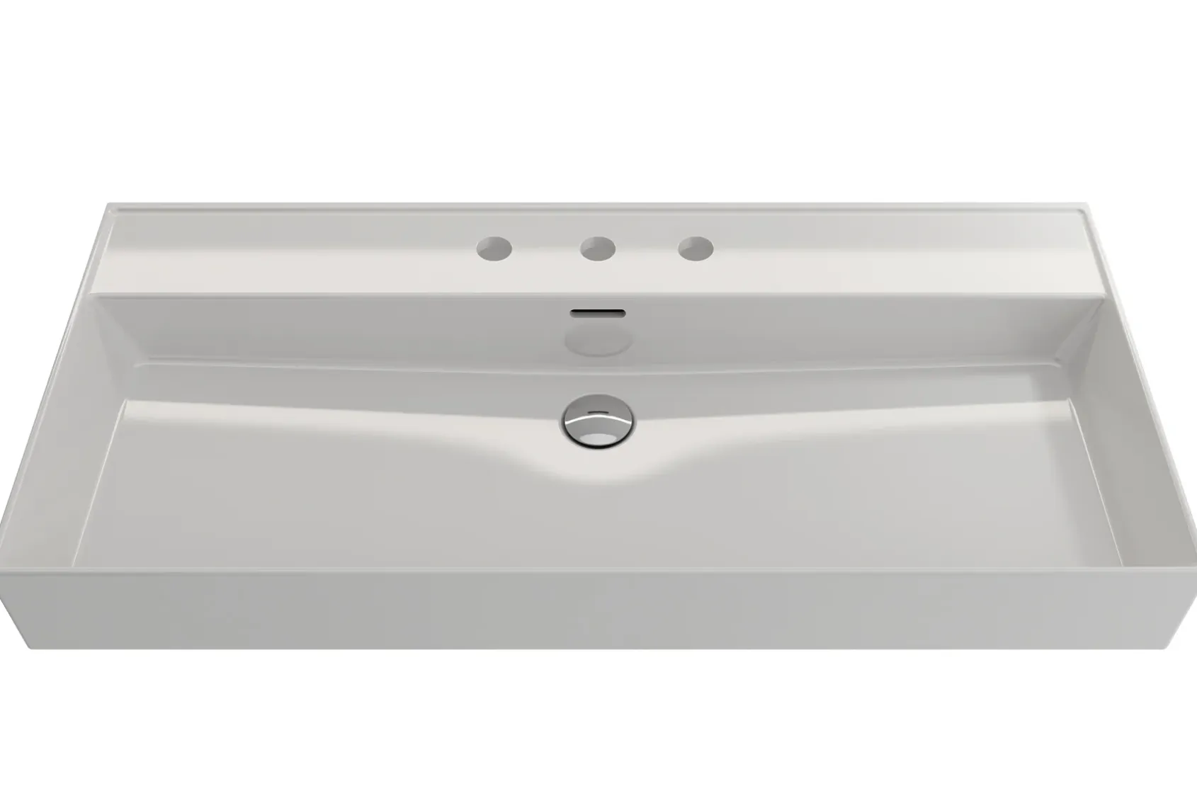 BOCCHI Milano 40" Rectangle Wallmount Fireclay Bathroom Sink, White, 3 Faucet Hole, 1378-001-0127