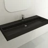 BOCCHI Milano 48" Rectangle Wallmount Fireclay Bathroom Sink, Matte Black, Single Faucet Hole, 1394-004-0126