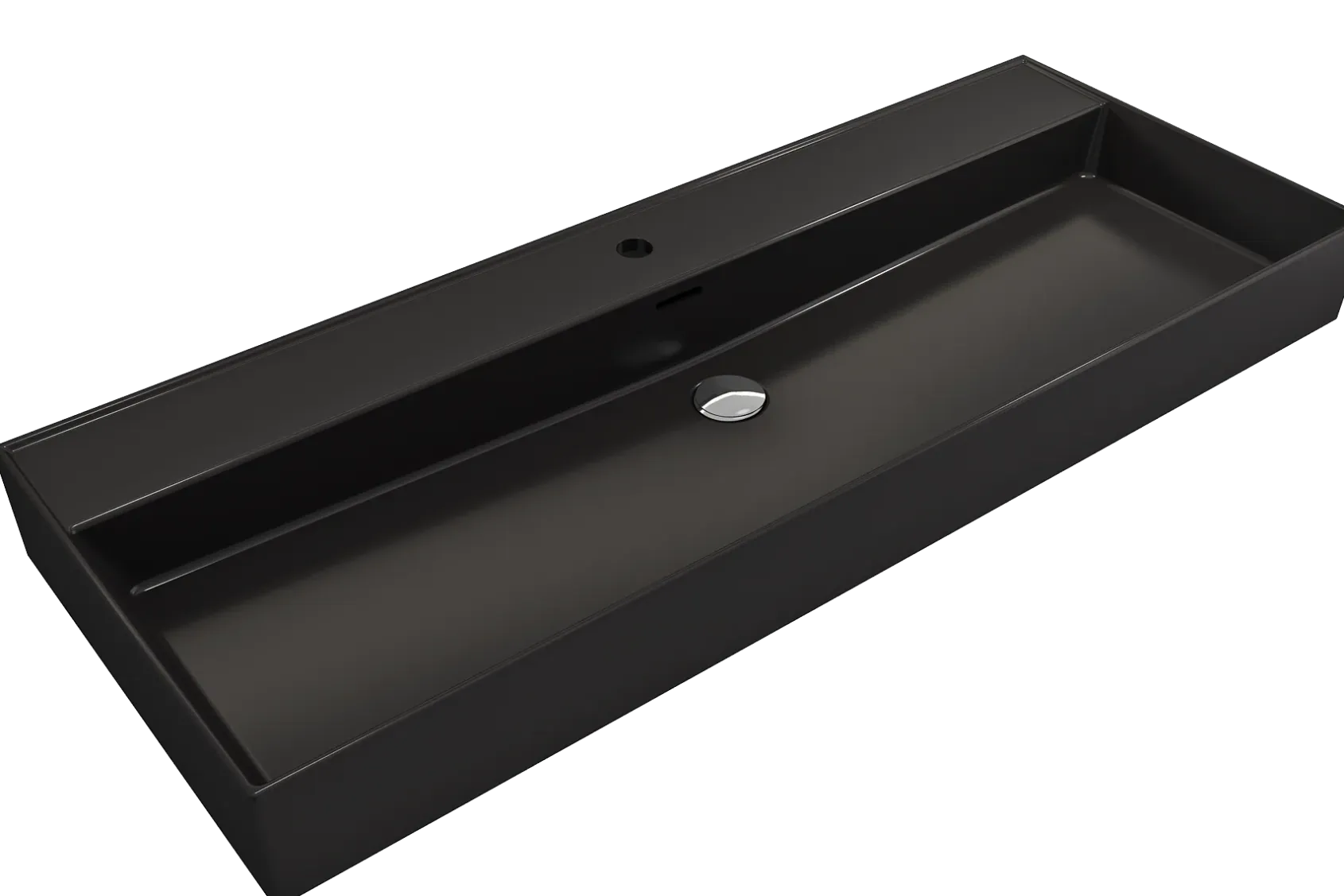 BOCCHI Milano 48" Rectangle Wallmount Fireclay Bathroom Sink, Matte Black, Single Faucet Hole, 1394-004-0126