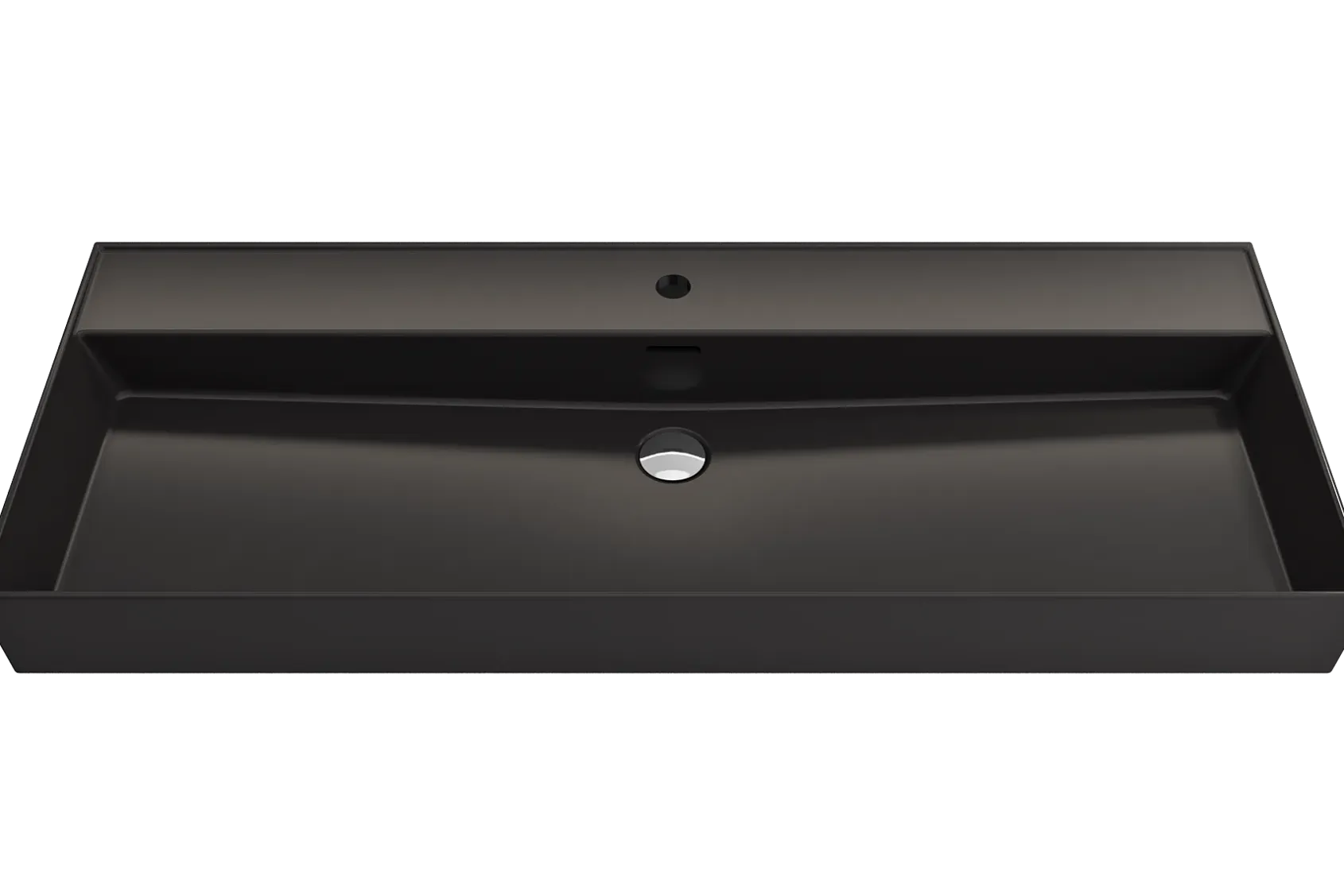 BOCCHI Milano 48" Rectangle Wallmount Fireclay Bathroom Sink, Matte Black, Single Faucet Hole, 1394-004-0126