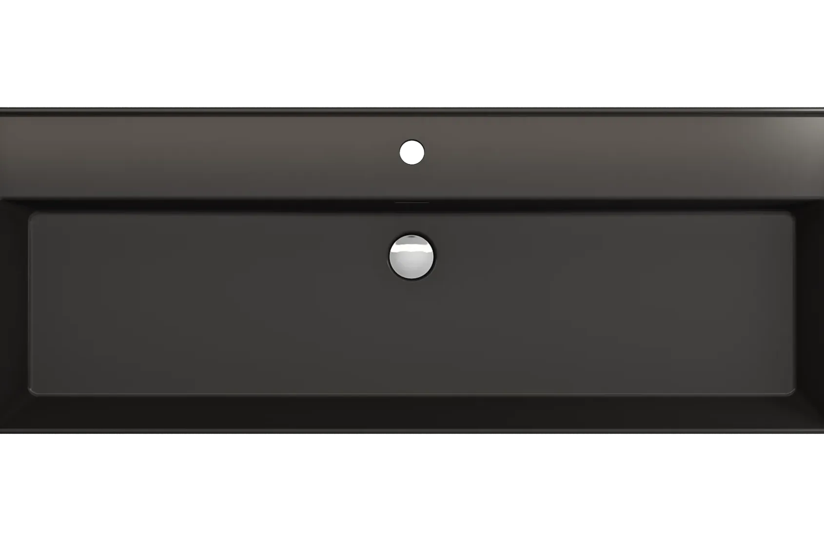 BOCCHI Milano 48" Rectangle Wallmount Fireclay Bathroom Sink, Matte Black, Single Faucet Hole, 1394-004-0126