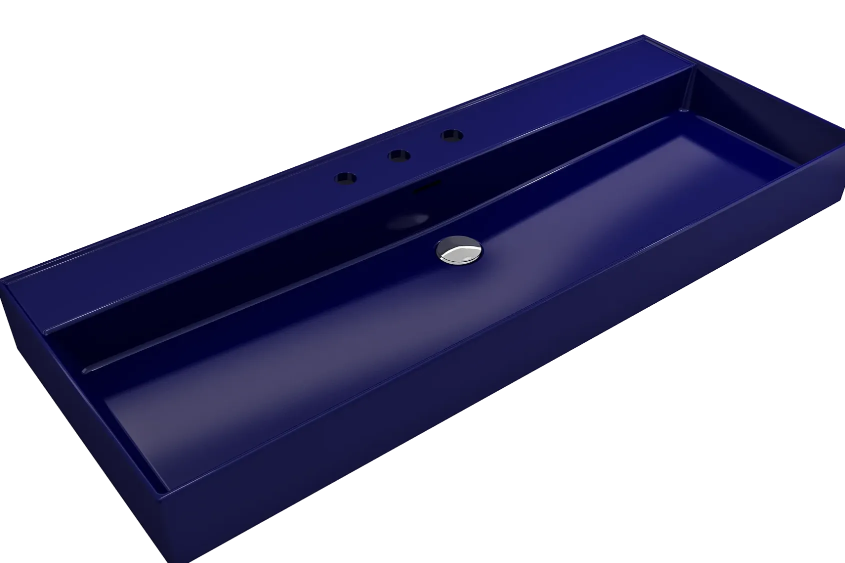 BOCCHI Milano 48" Rectangle Wallmount Fireclay Bathroom Sink, Sapphire Blue, 3 Faucet Hole, 1394-010-0127
