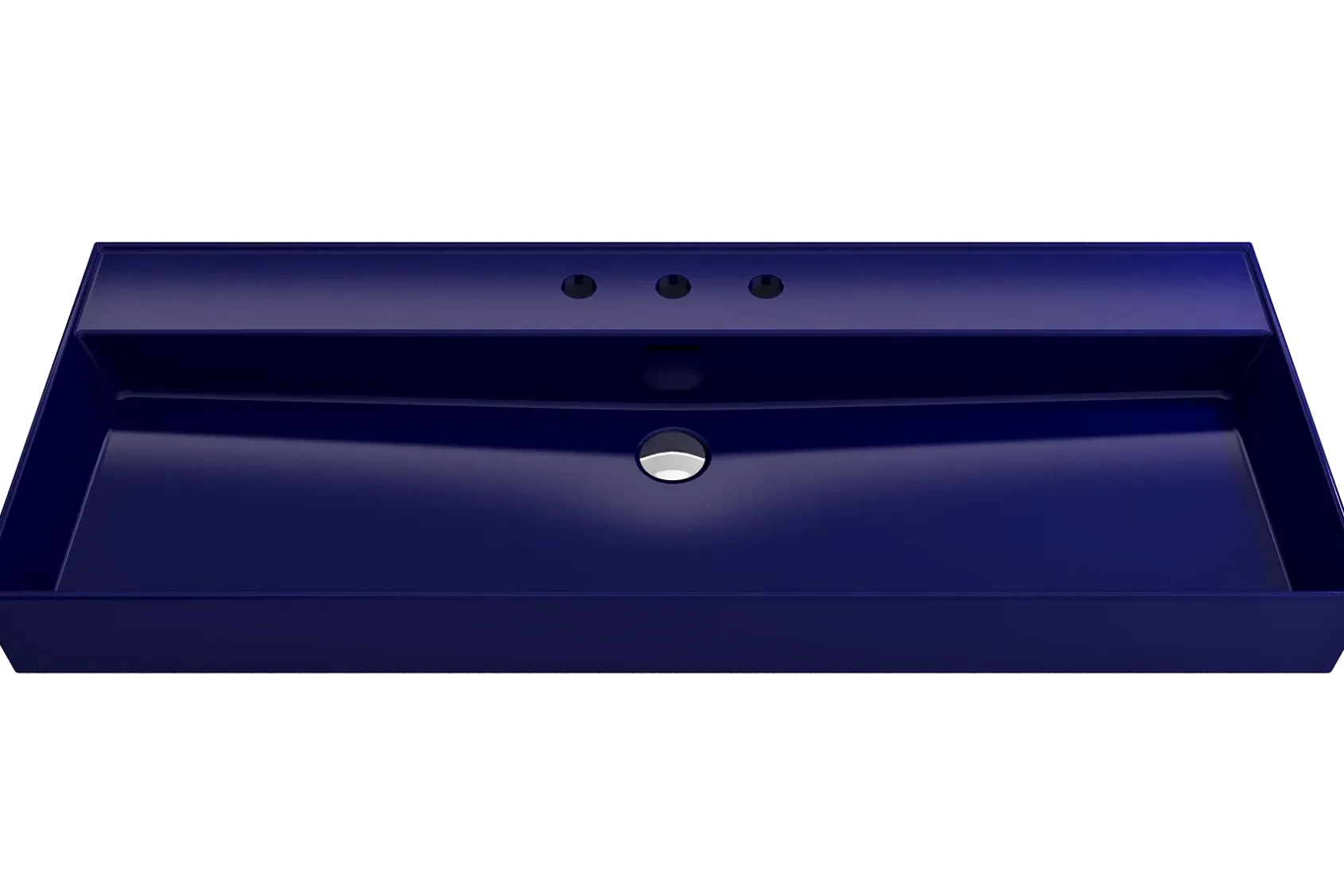 BOCCHI Milano 48" Rectangle Wallmount Fireclay Bathroom Sink, Sapphire Blue, 3 Faucet Hole, 1394-010-0127