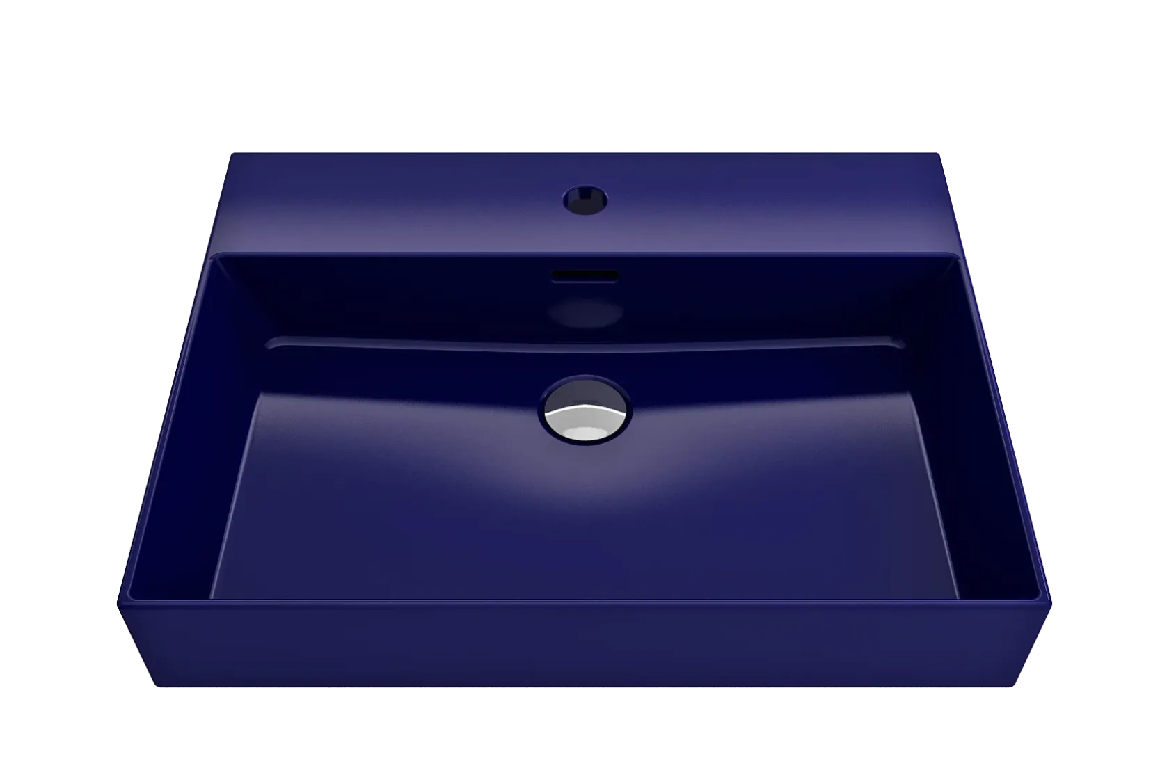 BOCCHI Milano 24" Rectangle Wallmount Fireclay Bathroom Sink, Sapphire Blue, Single Faucet Hole, 1376-010-0126