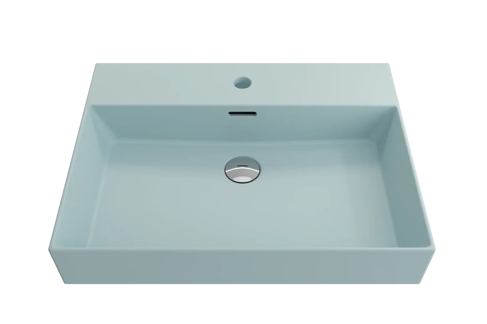 BOCCHI Milano 24" Rectangle Wallmount Fireclay Bathroom Sink, Matte Ice Blue, Single Faucet Hole, 1376-029-0126