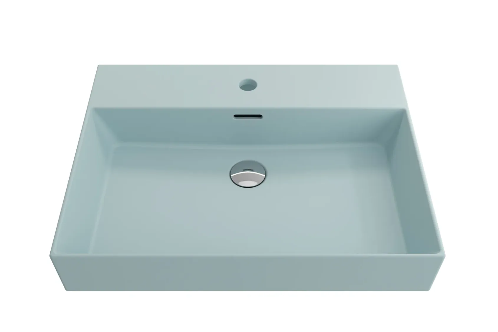BOCCHI Milano 24" Rectangle Wallmount Fireclay Bathroom Sink, Matte Ice Blue, Single Faucet Hole, 1376-029-0126