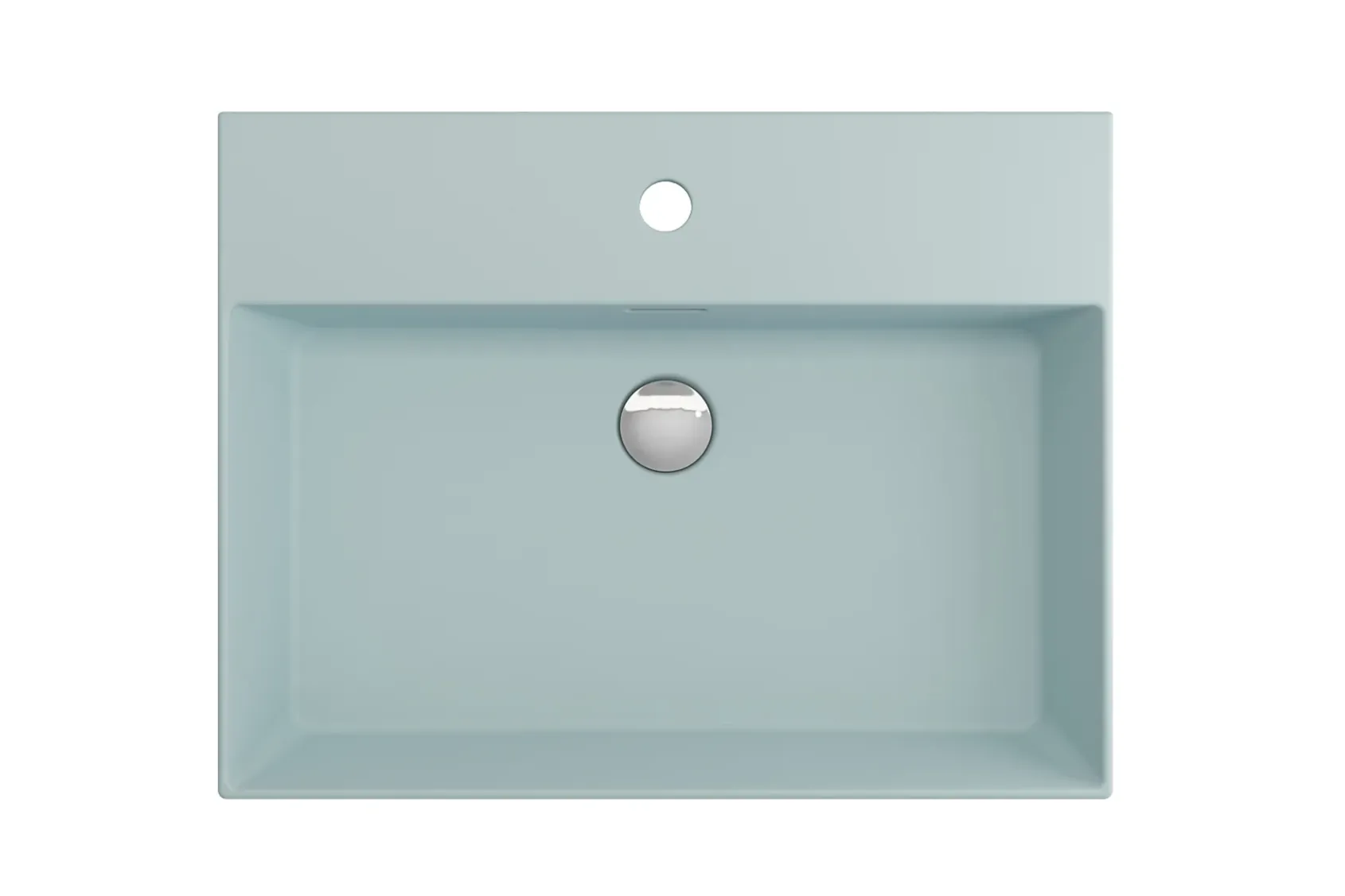 BOCCHI Milano 24" Rectangle Wallmount Fireclay Bathroom Sink, Matte Ice Blue, Single Faucet Hole, 1376-029-0126