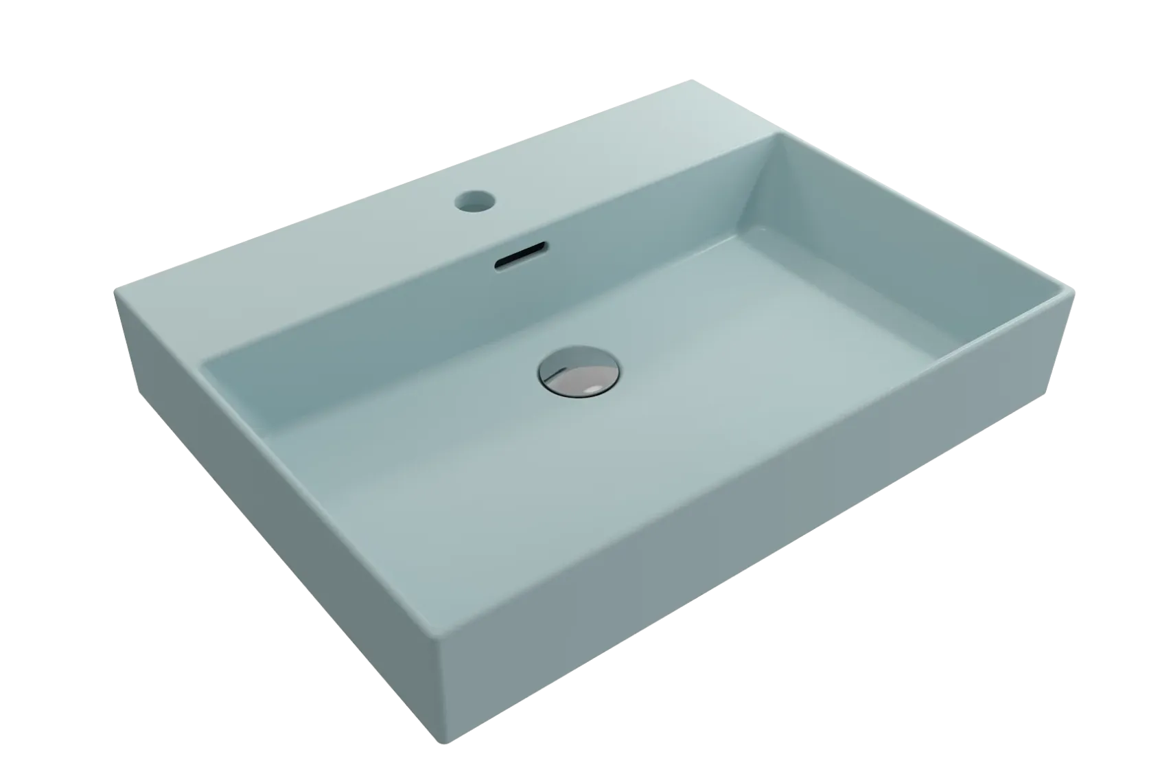 BOCCHI Milano 24" Rectangle Wallmount Fireclay Bathroom Sink, Matte Ice Blue, Single Faucet Hole, 1376-029-0126