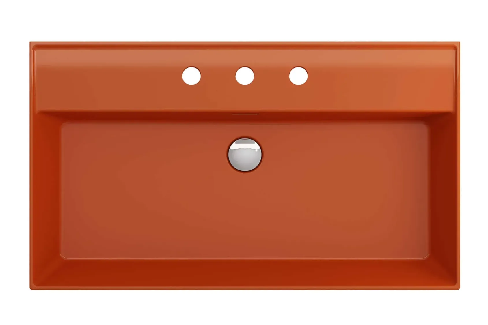 BOCCHI Milano 32" Rectangle Wallmount Fireclay Bathroom Sink, Orange, 3 Faucet Hole, 1377-012-0127