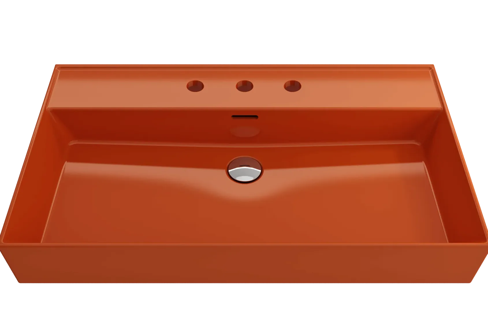 BOCCHI Milano 32" Rectangle Wallmount Fireclay Bathroom Sink, Orange, 3 Faucet Hole, 1377-012-0127