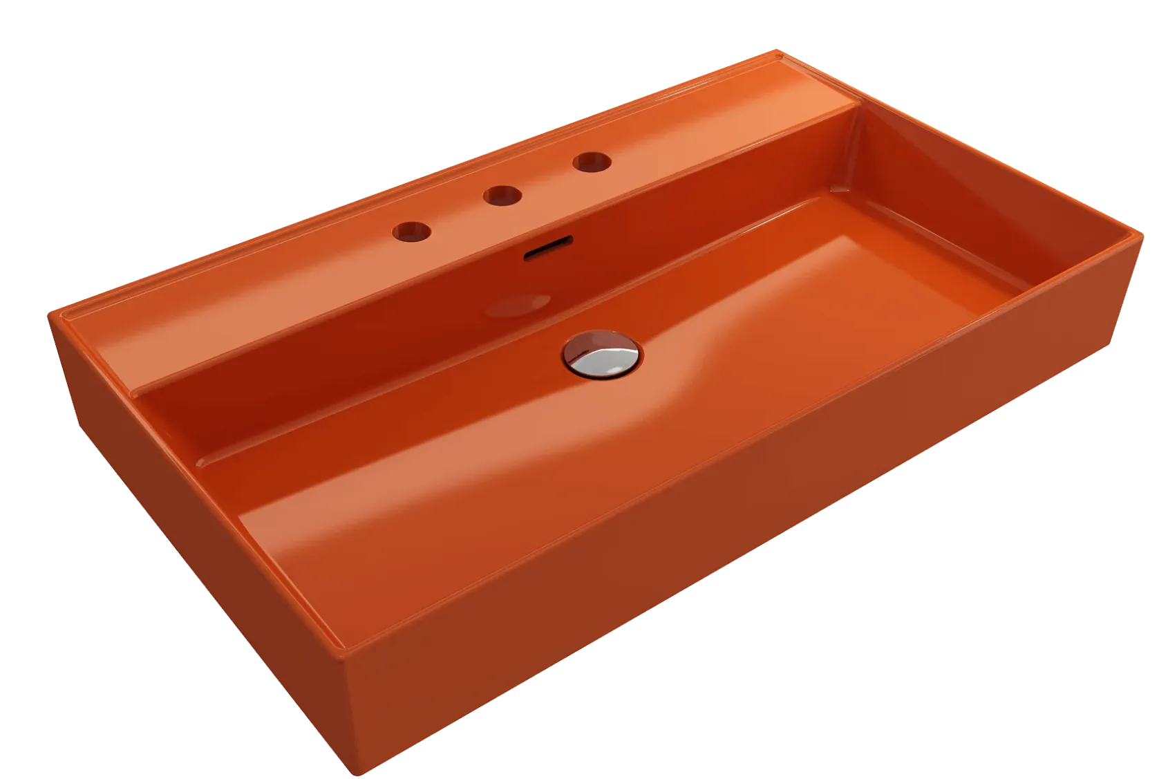 BOCCHI Milano 32" Rectangle Wallmount Fireclay Bathroom Sink, Orange, 3 Faucet Hole, 1377-012-0127