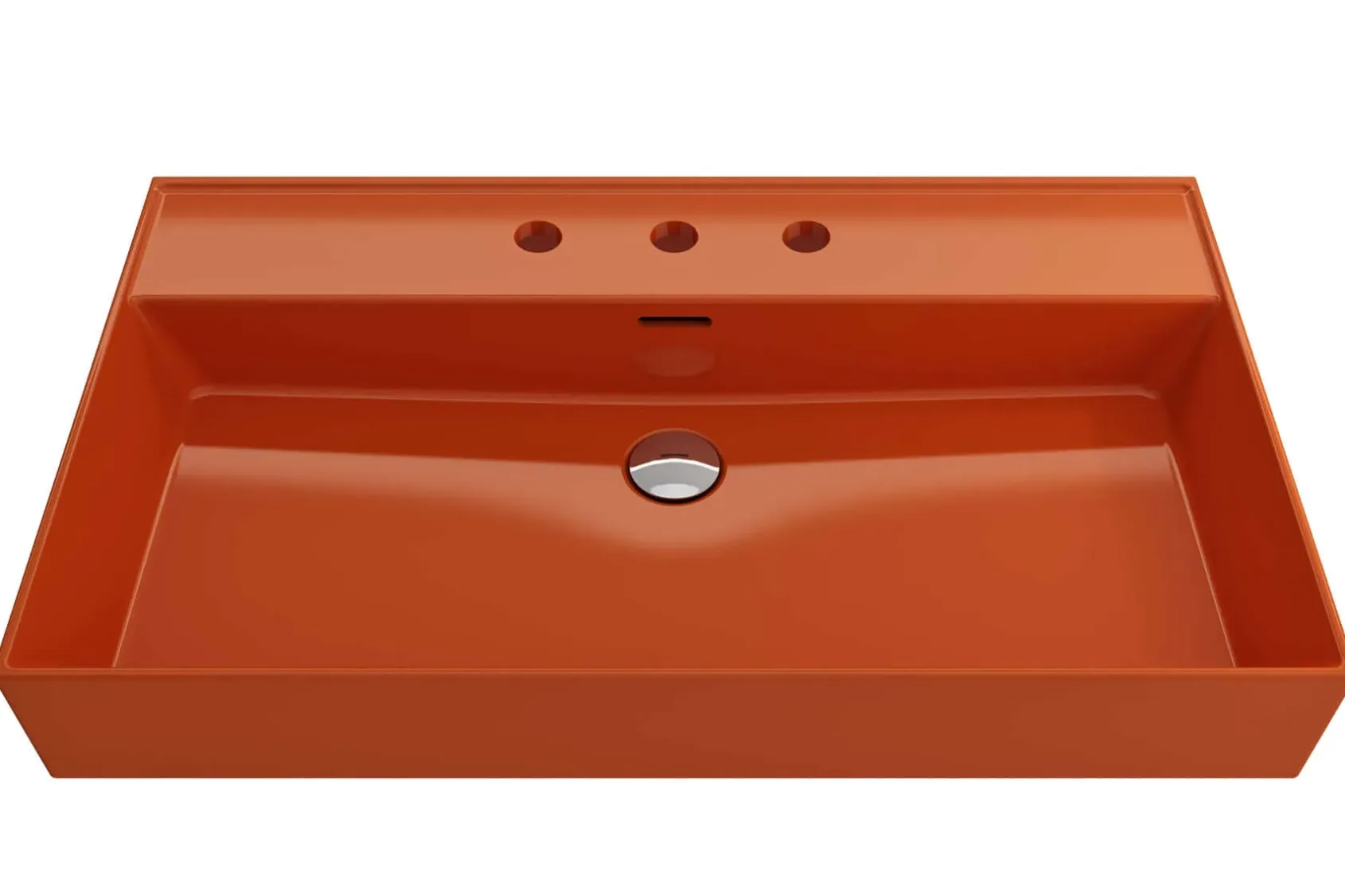 BOCCHI Milano 32" Rectangle Wallmount Fireclay Bathroom Sink, Orange, 3 Faucet Hole, 1377-012-0127