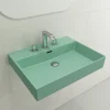 BOCCHI Milano 24" Rectangle Wallmount Fireclay Bathroom Sink, Matte Mint Green, 3 Faucet Hole, 1376-033-0127