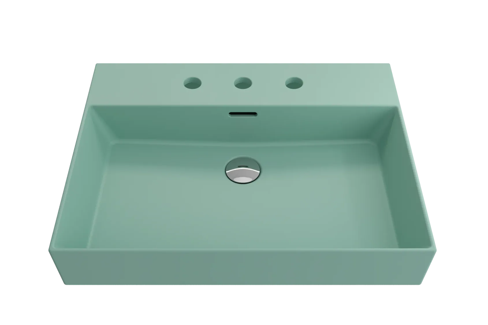 BOCCHI Milano 24" Rectangle Wallmount Fireclay Bathroom Sink, Matte Mint Green, 3 Faucet Hole, 1376-033-0127
