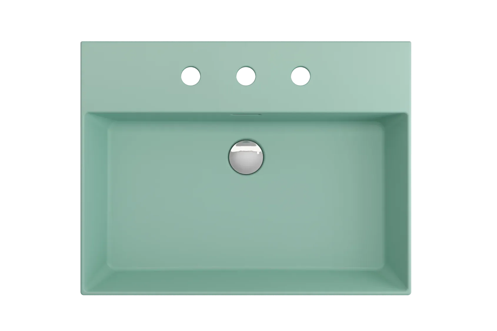 BOCCHI Milano 24" Rectangle Wallmount Fireclay Bathroom Sink, Matte Mint Green, 3 Faucet Hole, 1376-033-0127