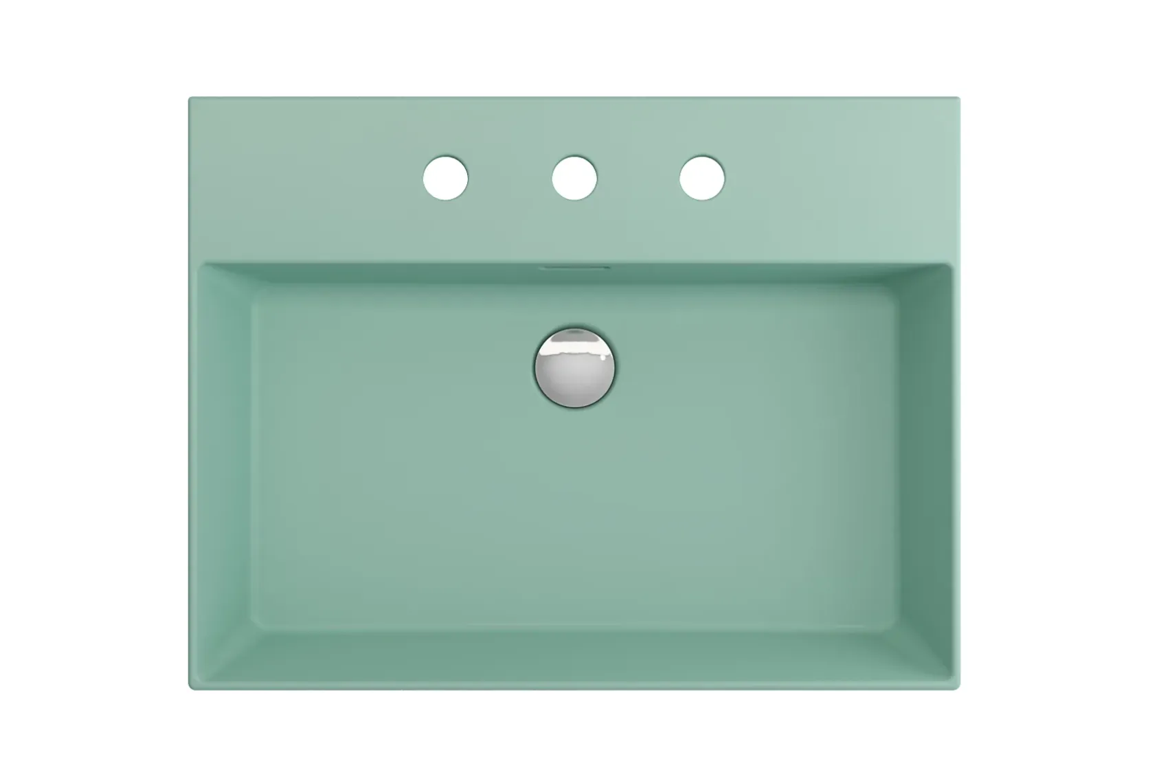 BOCCHI Milano 24" Rectangle Wallmount Fireclay Bathroom Sink, Matte Mint Green, 3 Faucet Hole, 1376-033-0127