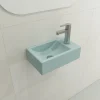 BOCCHI Milano Small 15" Rectangle Wallmount Fireclay Bathroom Sink, Matte Ice Blue, Single Faucet Hole, 1419-029-0126