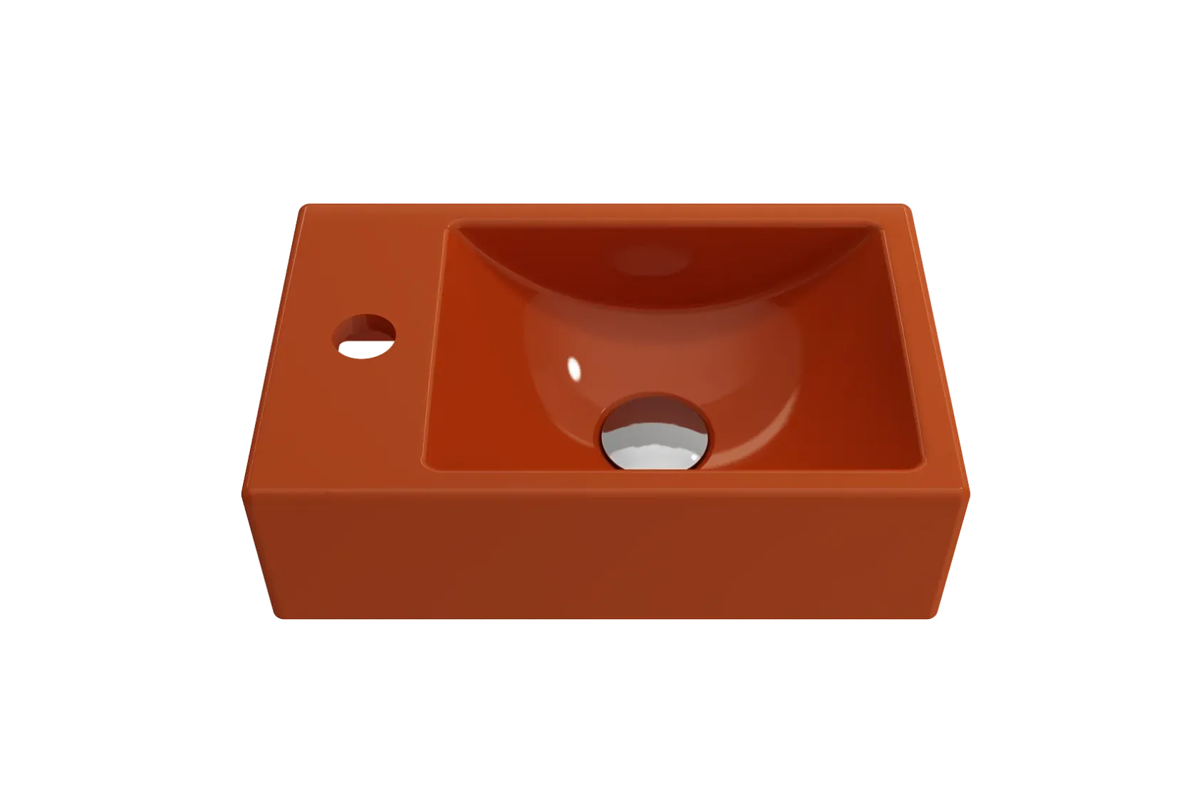 BOCCHI Milano Small 15" Rectangle Wallmount Fireclay Bathroom Sink, Orange, Single Faucet Hole, 1418-012-0126