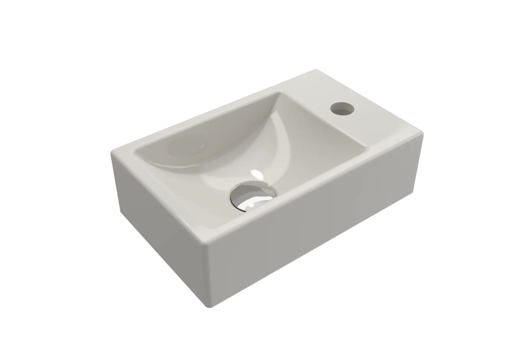 BOCCHI Milano Small 15" Rectangle Wallmount Fireclay Bathroom Sink, Biscuit, Single Faucet Hole, 1419-014-0126