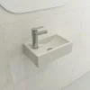 BOCCHI Milano Small 15" Rectangle Wallmount Fireclay Bathroom Sink, Biscuit, Single Faucet Hole, 1418-014-0126