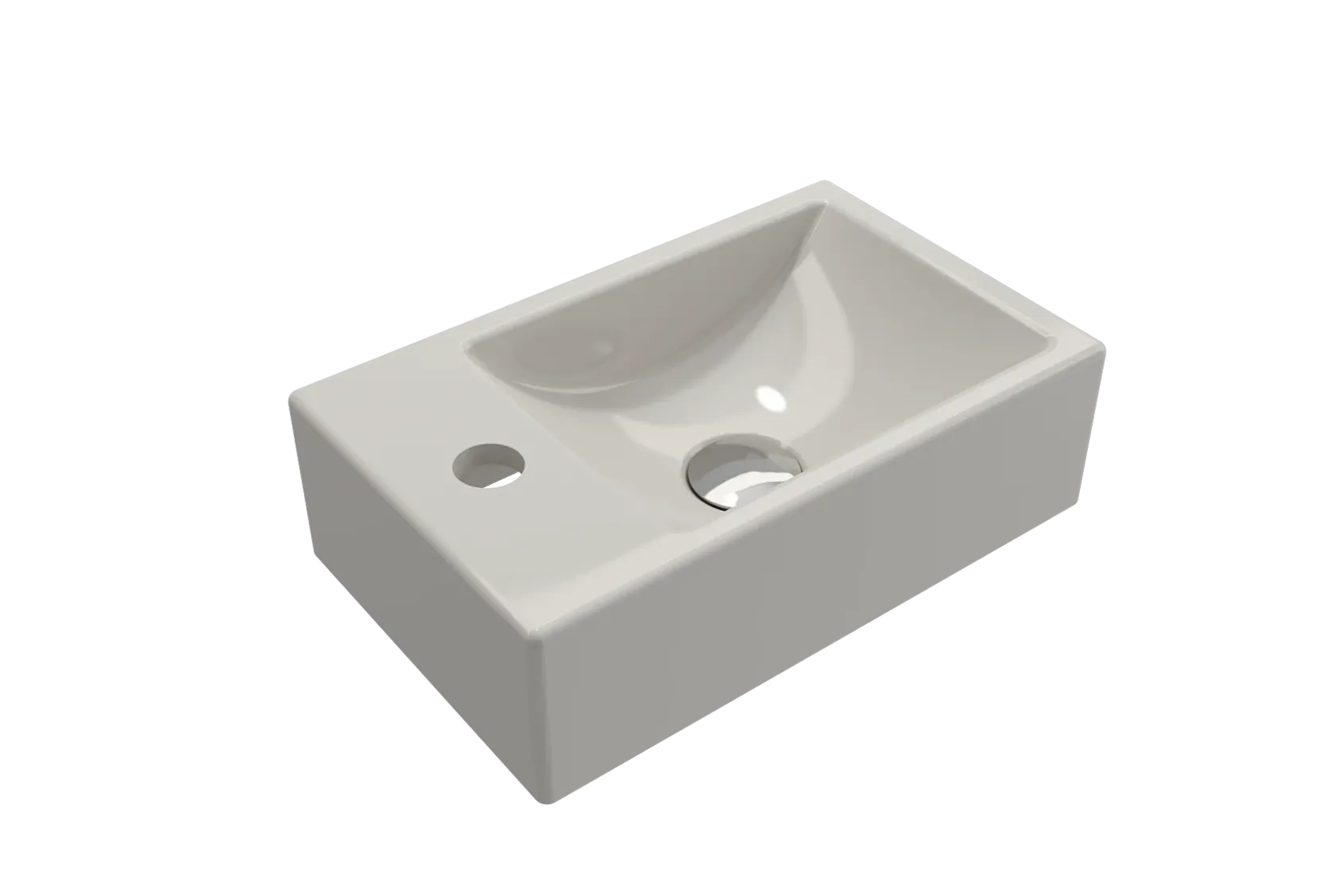 BOCCHI Milano Small 15" Rectangle Wallmount Fireclay Bathroom Sink, Biscuit, Single Faucet Hole, 1418-014-0126