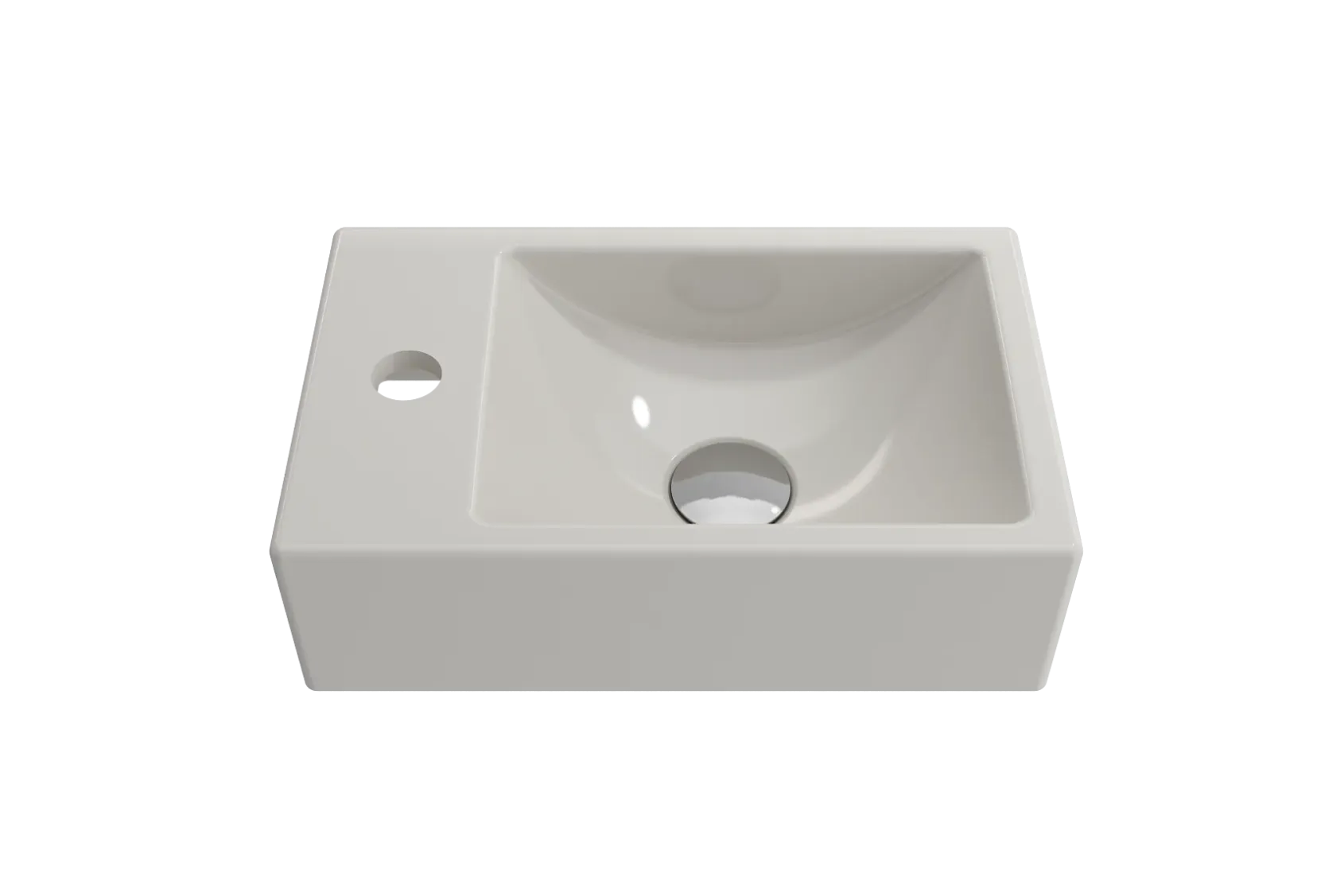 BOCCHI Milano Small 15" Rectangle Wallmount Fireclay Bathroom Sink, Biscuit, Single Faucet Hole, 1418-014-0126