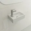BOCCHI Milano Small 15" Rectangle Wallmount Fireclay Bathroom Sink, Matte White, Single Faucet Hole, 1418-002-0126