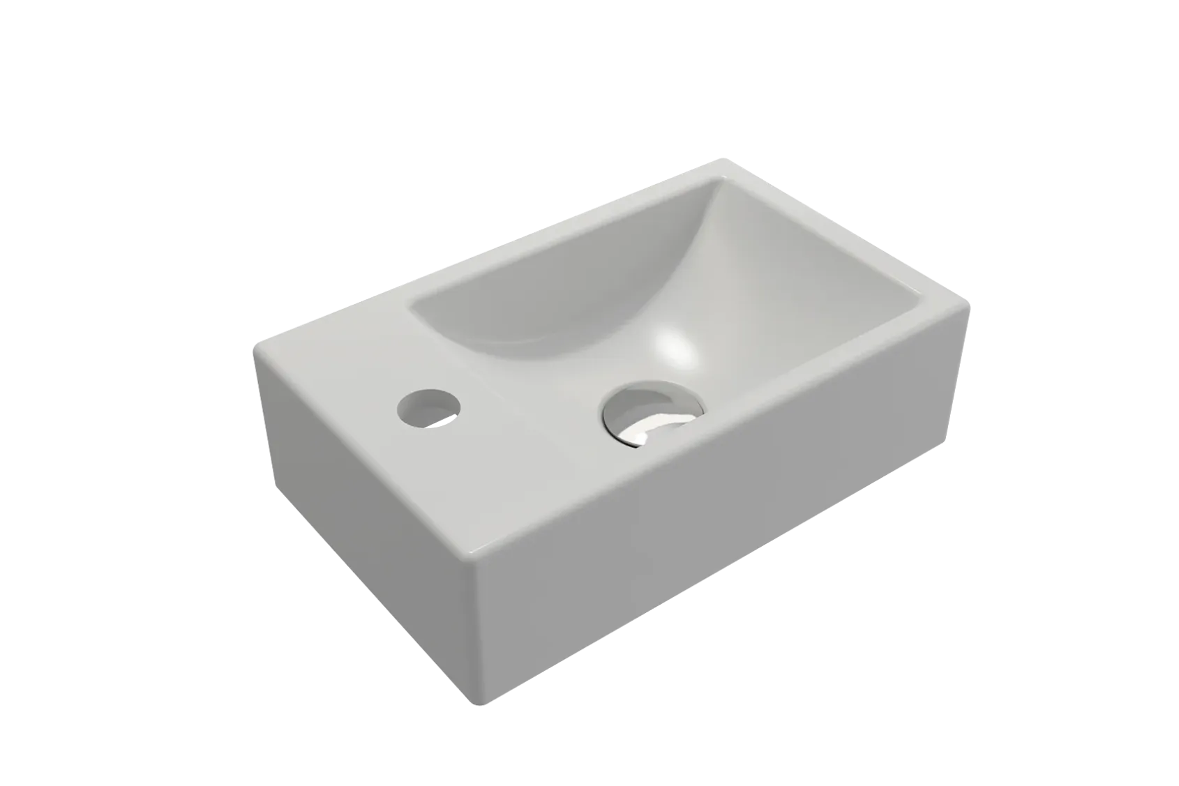 BOCCHI Milano Small 15" Rectangle Wallmount Fireclay Bathroom Sink, Matte White, Single Faucet Hole, 1418-002-0126