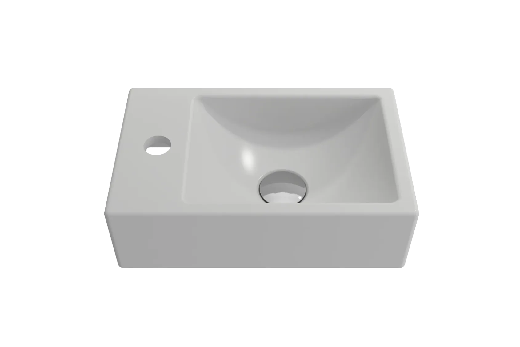 BOCCHI Milano Small 15" Rectangle Wallmount Fireclay Bathroom Sink, Matte White, Single Faucet Hole, 1418-002-0126