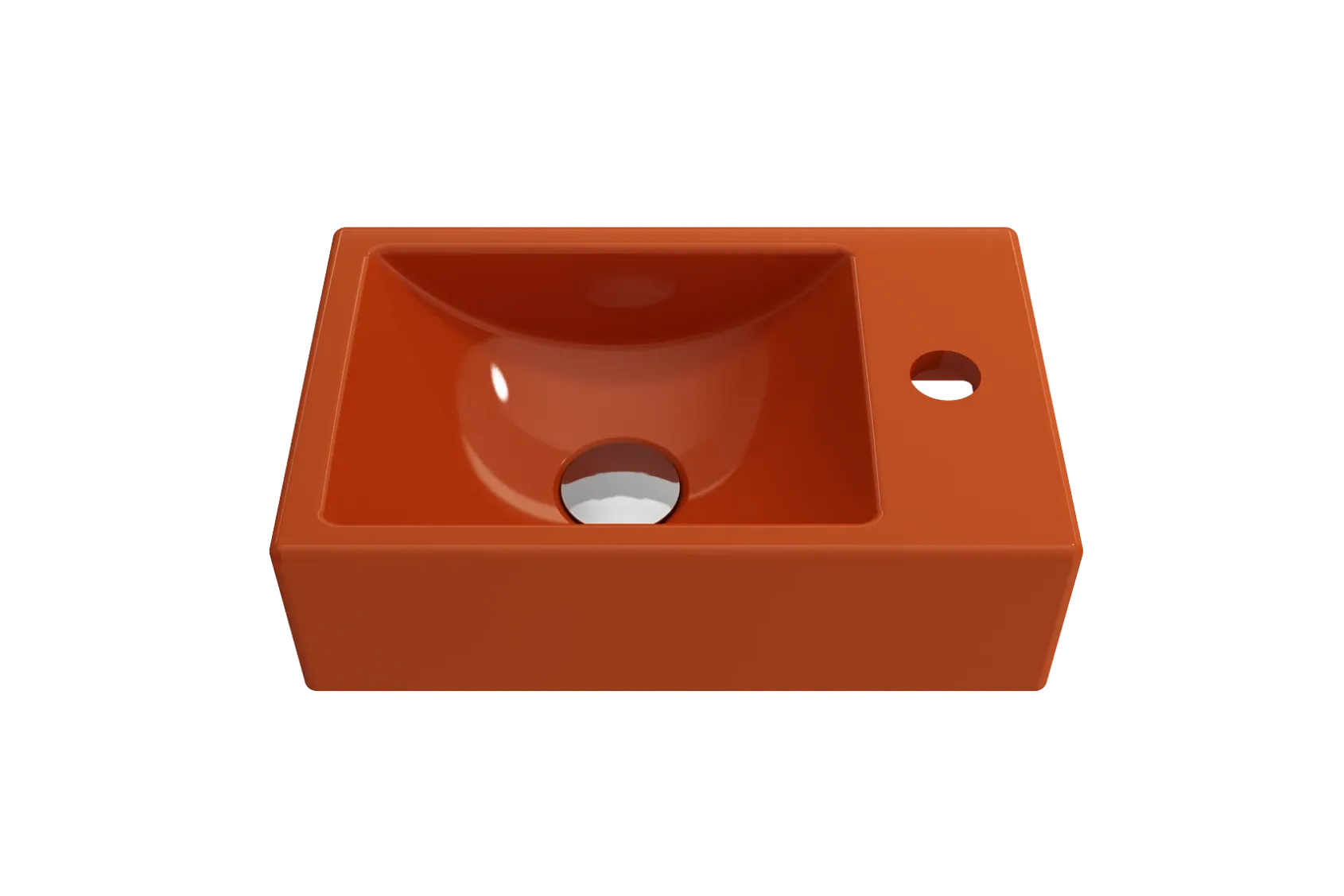 BOCCHI Milano Small 15" Rectangle Wallmount Fireclay Bathroom Sink, Orange, Single Faucet Hole, 1419-012-0126