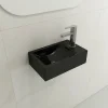 BOCCHI Milano Small 15" Rectangle Wallmount Fireclay Bathroom Sink, Black, Single Faucet Hole, 1419-005-0126