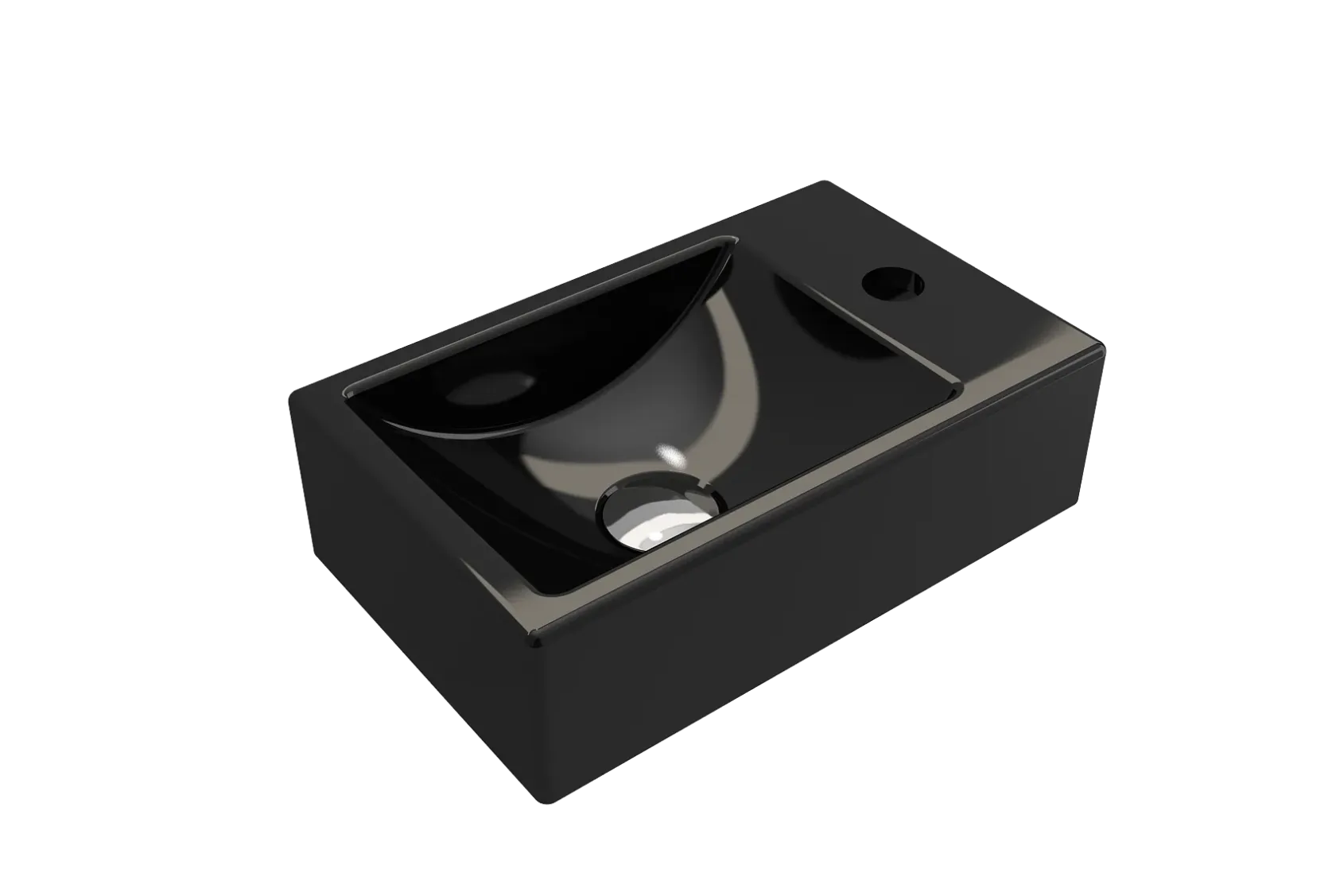 BOCCHI Milano Small 15" Rectangle Wallmount Fireclay Bathroom Sink, Black, Single Faucet Hole, 1419-005-0126