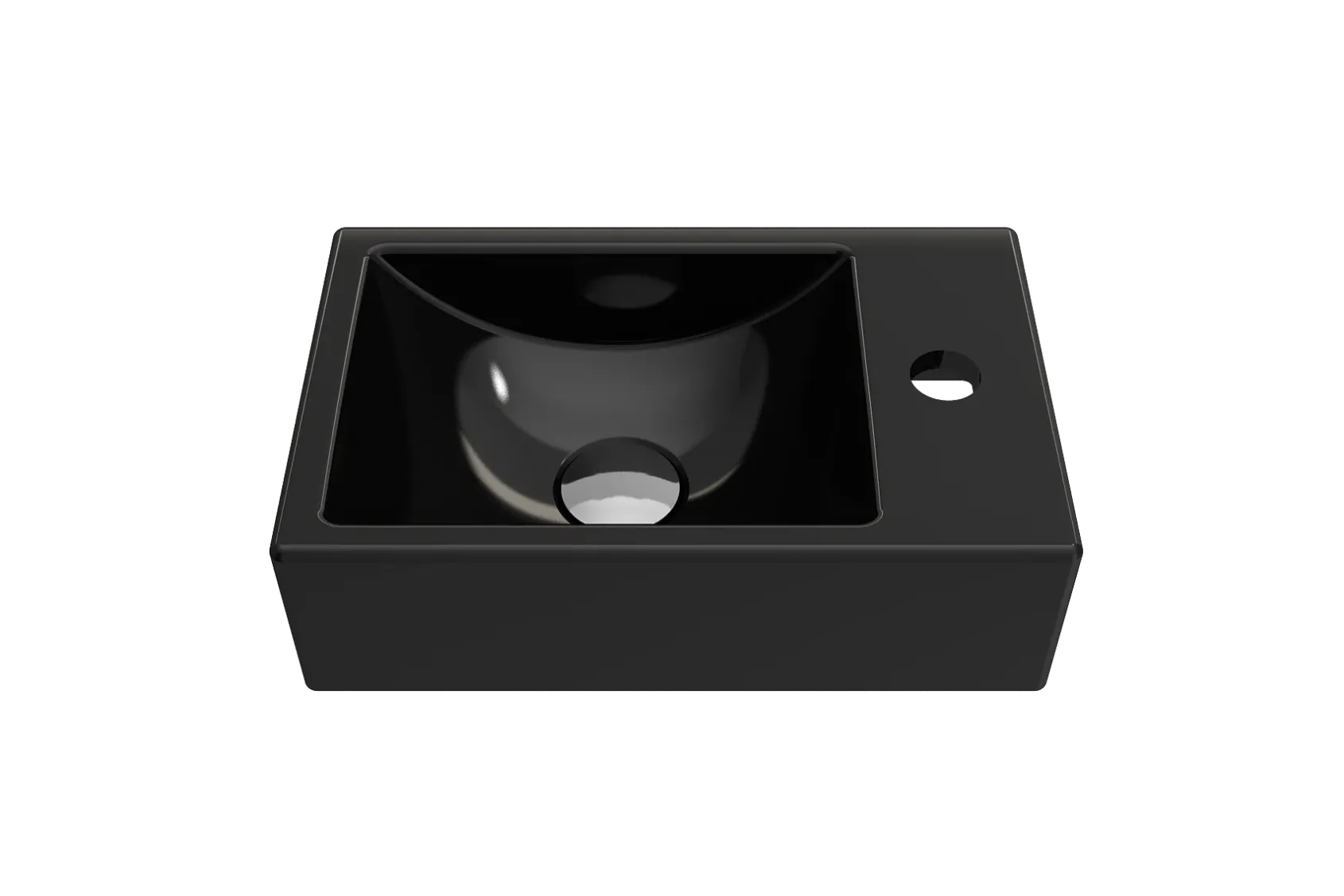 BOCCHI Milano Small 15" Rectangle Wallmount Fireclay Bathroom Sink, Black, Single Faucet Hole, 1419-005-0126