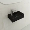 BOCCHI Milano Small 15" Rectangle Wallmount Fireclay Bathroom Sink, Matte Black, Single Faucet Hole, 1418-004-0126