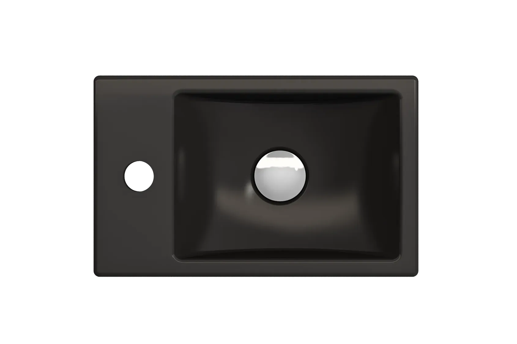 BOCCHI Milano Small 15" Rectangle Wallmount Fireclay Bathroom Sink, Matte Black, Single Faucet Hole, 1418-004-0126
