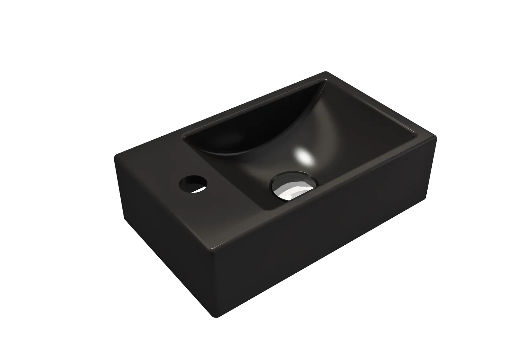 BOCCHI Milano Small 15" Rectangle Wallmount Fireclay Bathroom Sink, Matte Black, Single Faucet Hole, 1418-004-0126