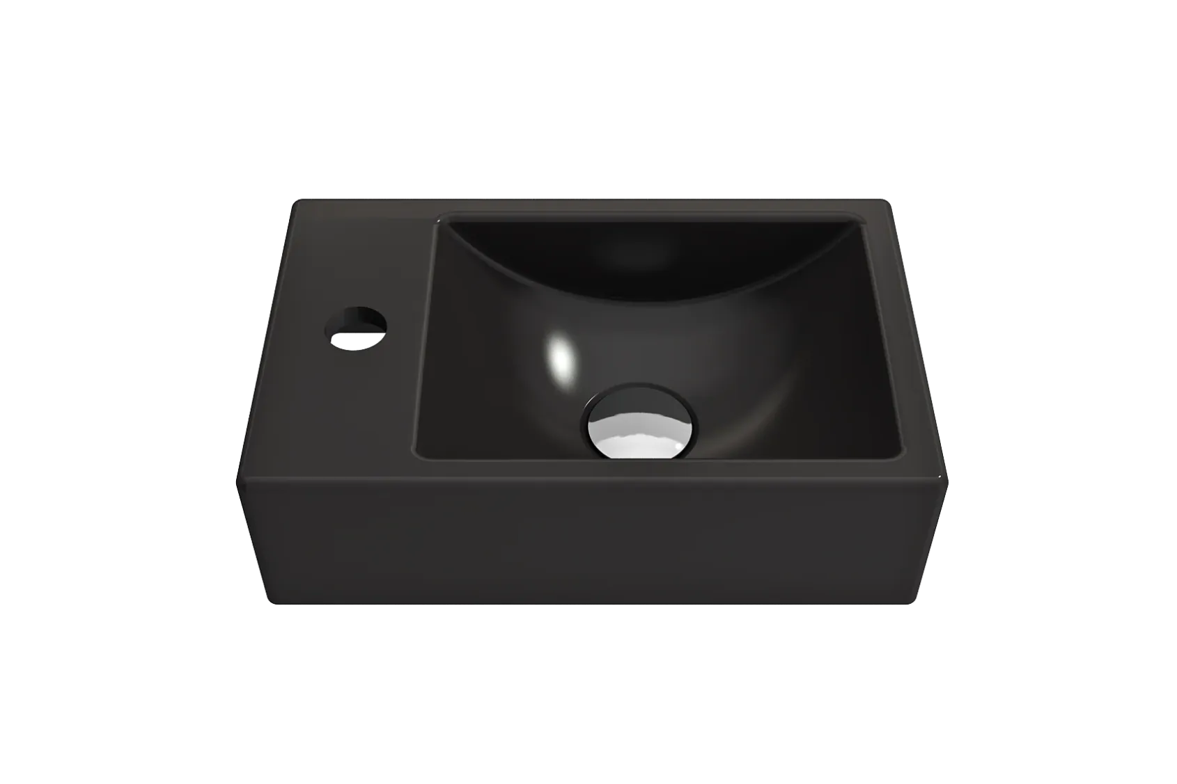 BOCCHI Milano Small 15" Rectangle Wallmount Fireclay Bathroom Sink, Matte Black, Single Faucet Hole, 1418-004-0126